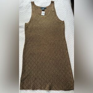 Ralph Lauren Blue Label Knit Tank Dress in Brown/Tan & Gold SZ XL NWT
